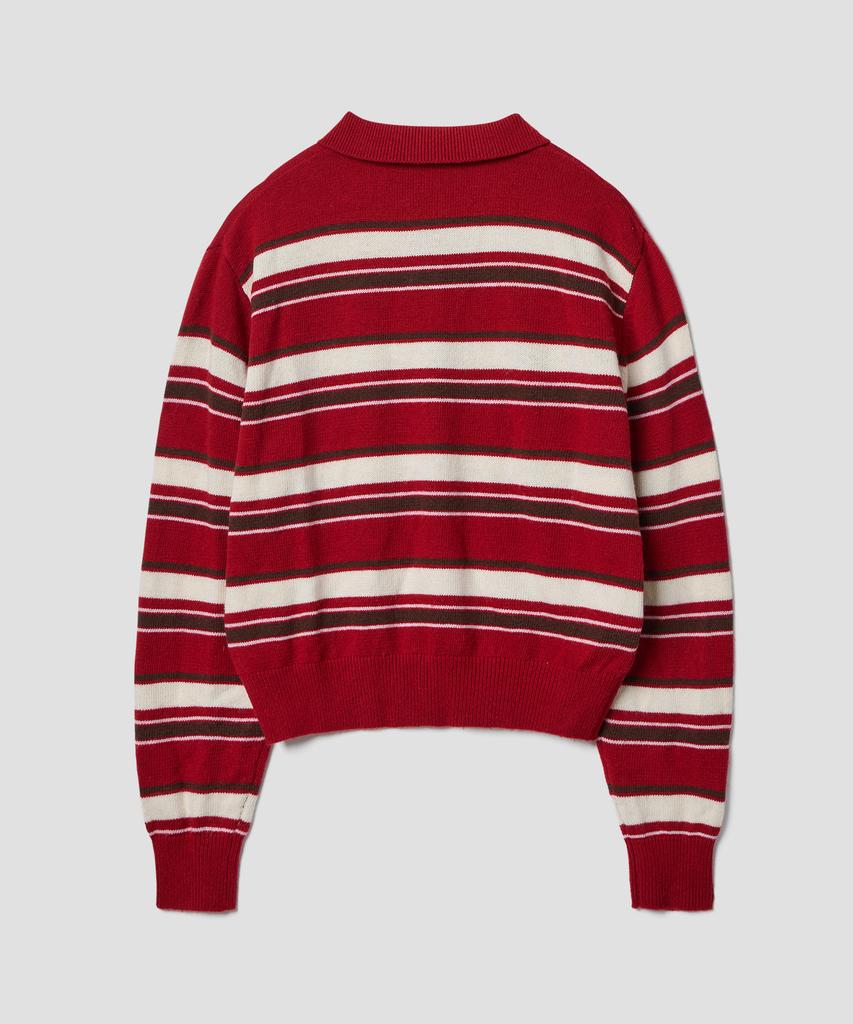 Tudument Retro Stripe Polo Knit Red
