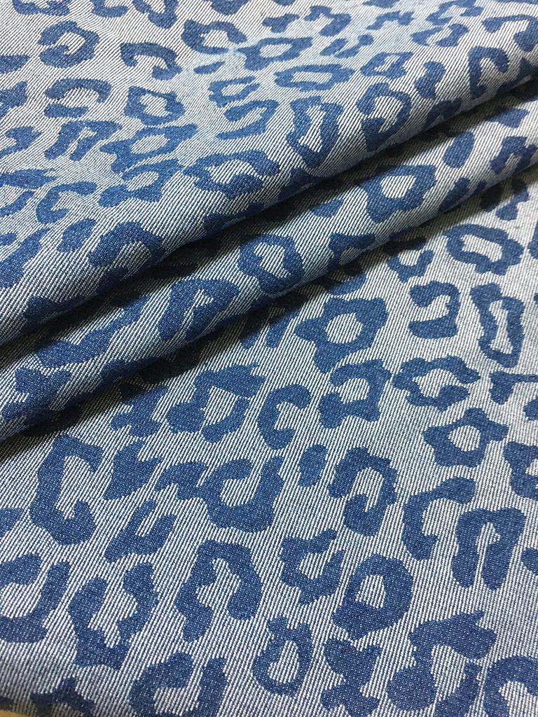 Designed Denim Thin Cloth Cotton for Denim Handmade Fabric, Fabric, Scraps, Denim, Scraps, Fabric, Crafts, Remakes, (Leopard Print, Center)