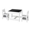 Kids Table and 2 Chairs Set, Toddler Table and Chair Set with Storage Space Under the Table, Cloth Storage Box Under the Chairs, Wooden Desk for Art,