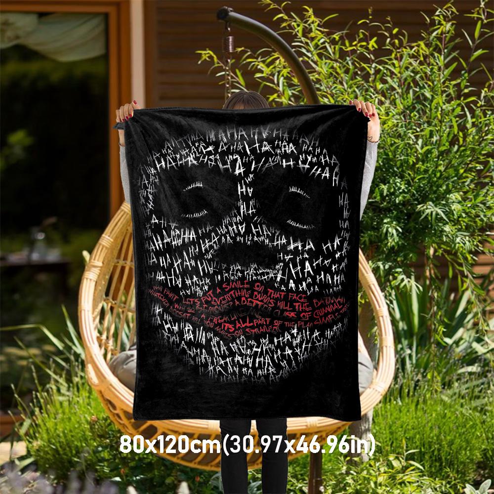1pc Joker Theme Design Flannel Blanket - 3D Printed Soft Warm, All-Season Lightweight Throw for Camping Travel Bed-080754