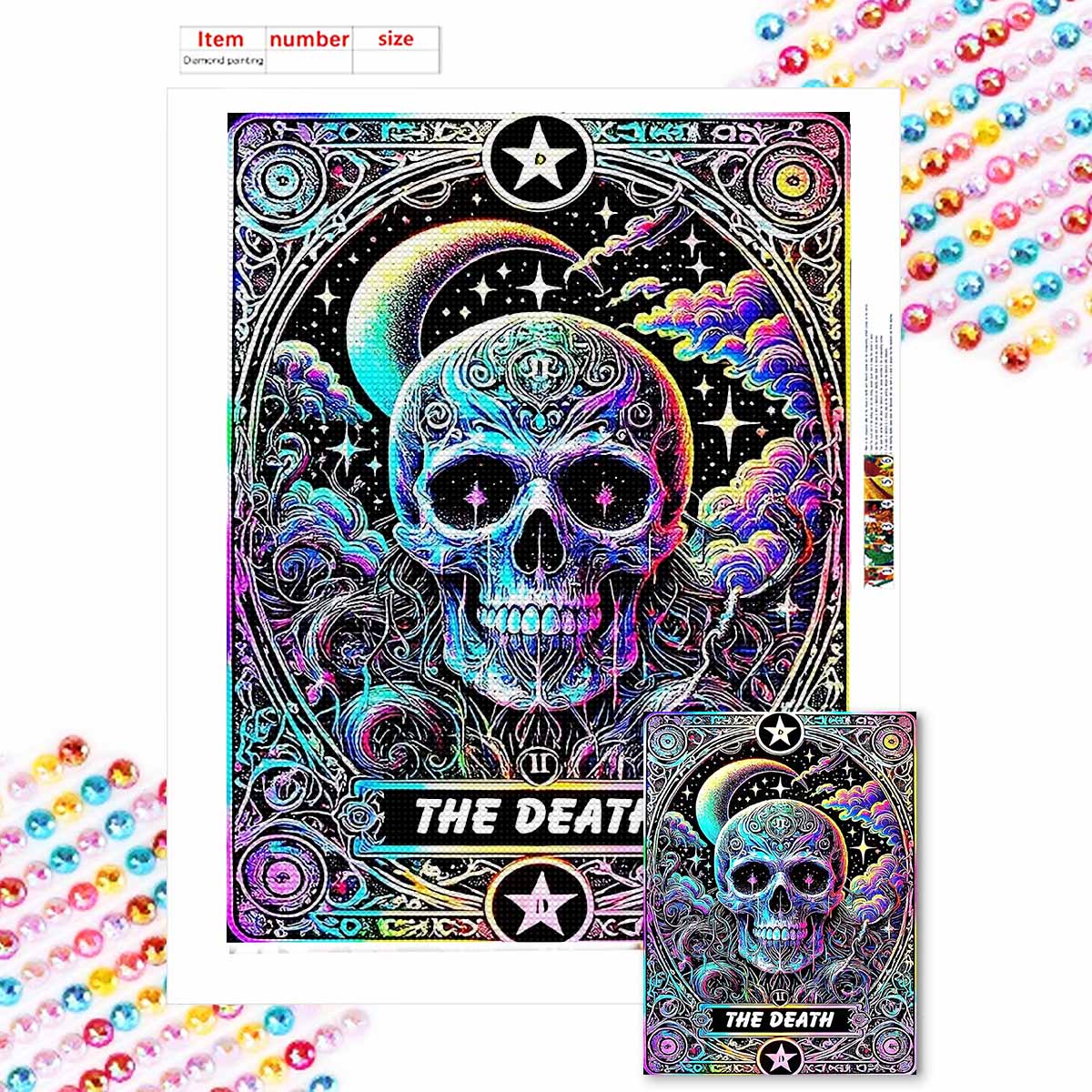 

Полная круглая алмазная живопись Скелет Луна Искусство Стразы Картина Мозаика Сделай сам 5D Вышивка крестом Домашнее украшение Round 20x30cm