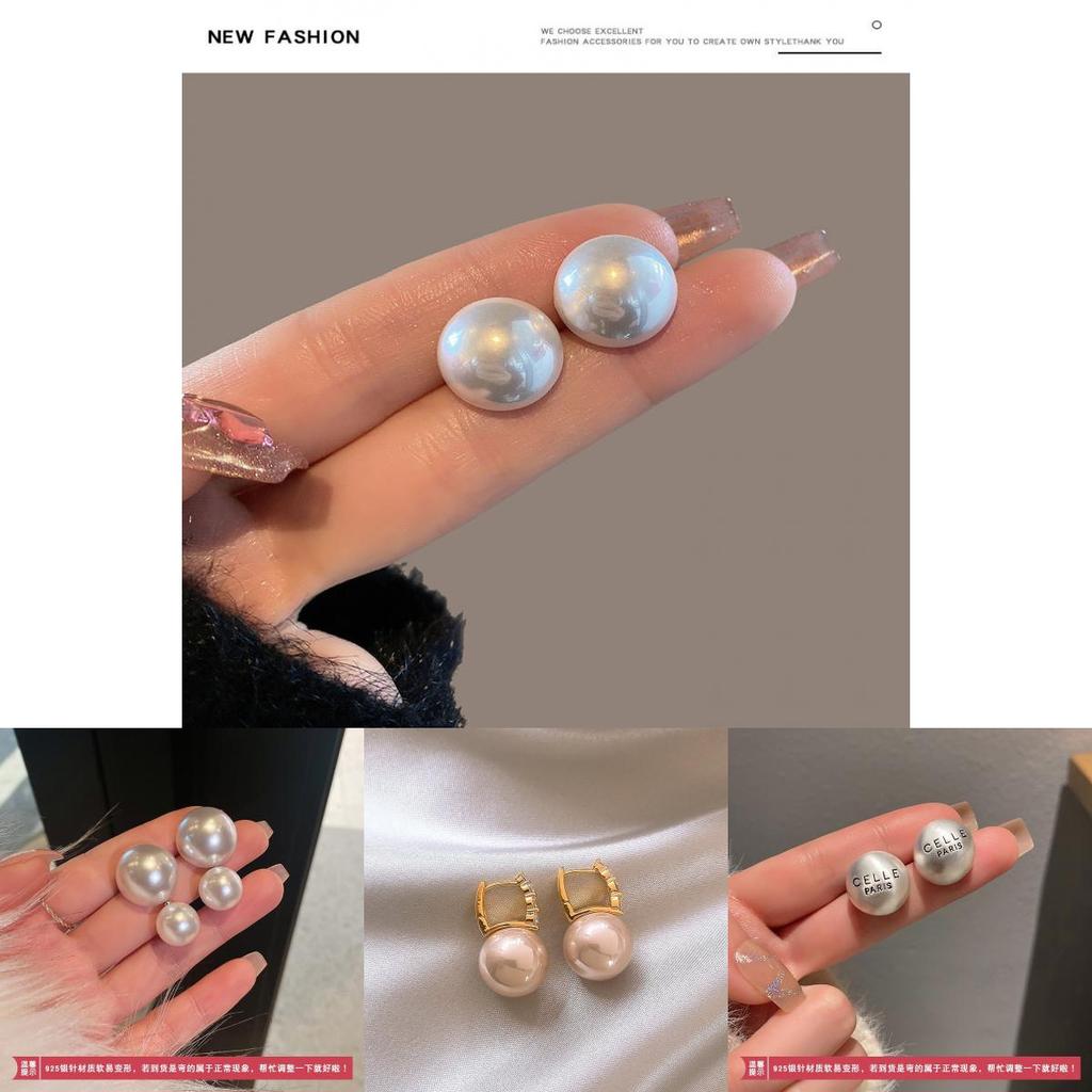 Orecchini Geometrici in Perla alla Moda Ins Pinze d'Argento di Alta Qualità con un Tocco Retrò