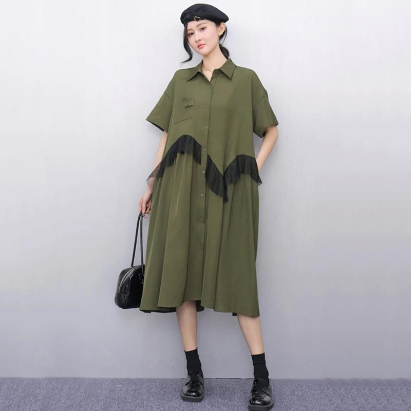 XITAO Gauze Loose Ruffles Dress ZMY1236