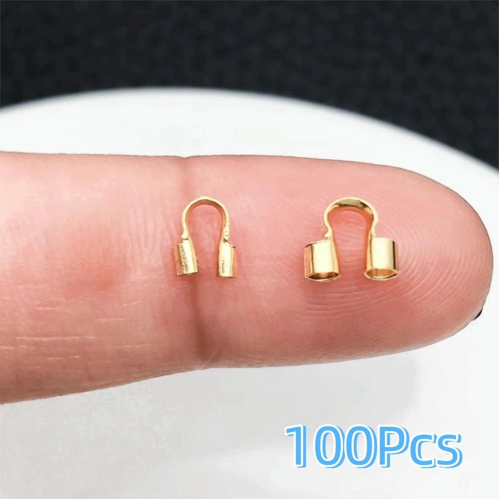 100Pcs Copper Wire Protectors Loops 14/18K Gold Plating U Shape Clasps Thread Protector  Jewelry