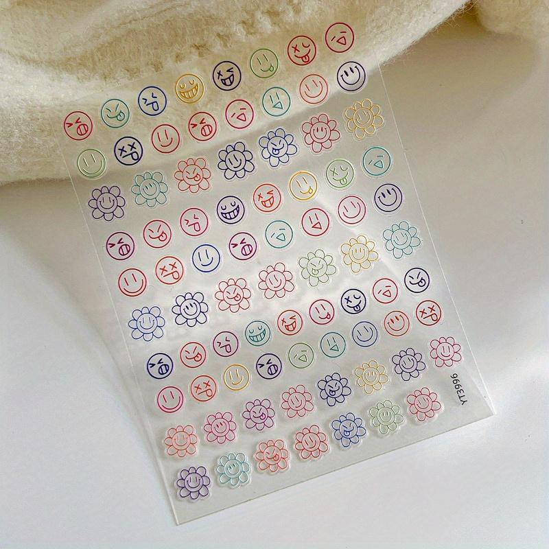 

Милые наклейки для ногтей с выражением, 3D рельефные наклейки для украшения ногтей с подсолнухом, Подходят для женского нейл-арта 1pc