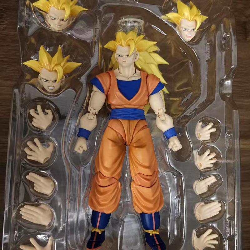 Figurine d'action 16cm Dragon Ball Super Saiyan 3 Goku SHF Anime Mobile PVC Poupée de Collection Figurine Kakarotto Son Goku Modèle Jouets