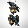 Lanterna di vetro dipinto Corvo di Halloween Segno acrilico 2D Decorazioni per la casa Lampada a sospensione gotica Ciondolo decorativo