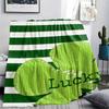 St.Patrick's Day Green Clover Print Flannel Blanket,High Quality Comfortable for All Seasons,Home Decor,Warmth and Comfort,Perfect for Christmas Gifts