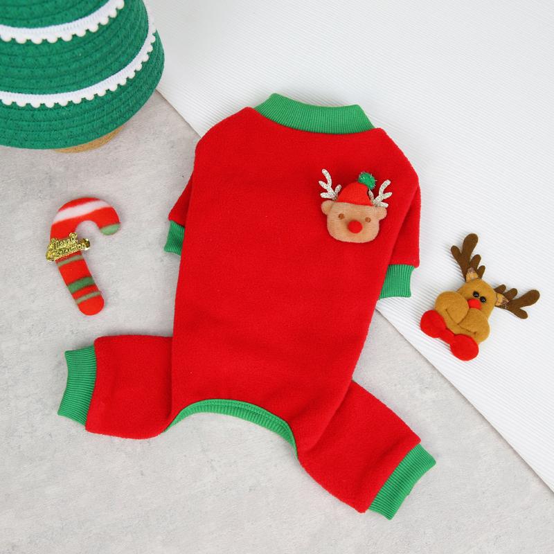 

Зимний комбинезон для собак Рождественская одежда для питомцев Теплый флисовый комбинезон для маленьких собак Пальто для чихуахуа Наряд для французского бульдога Одежда для щенков S красный