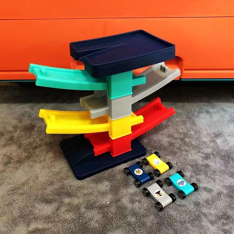 Children'S Cartoon Fun Sliding Mini Inertia Car Early Education Multi-Layer Color Track Puzzle Desktop Toy
