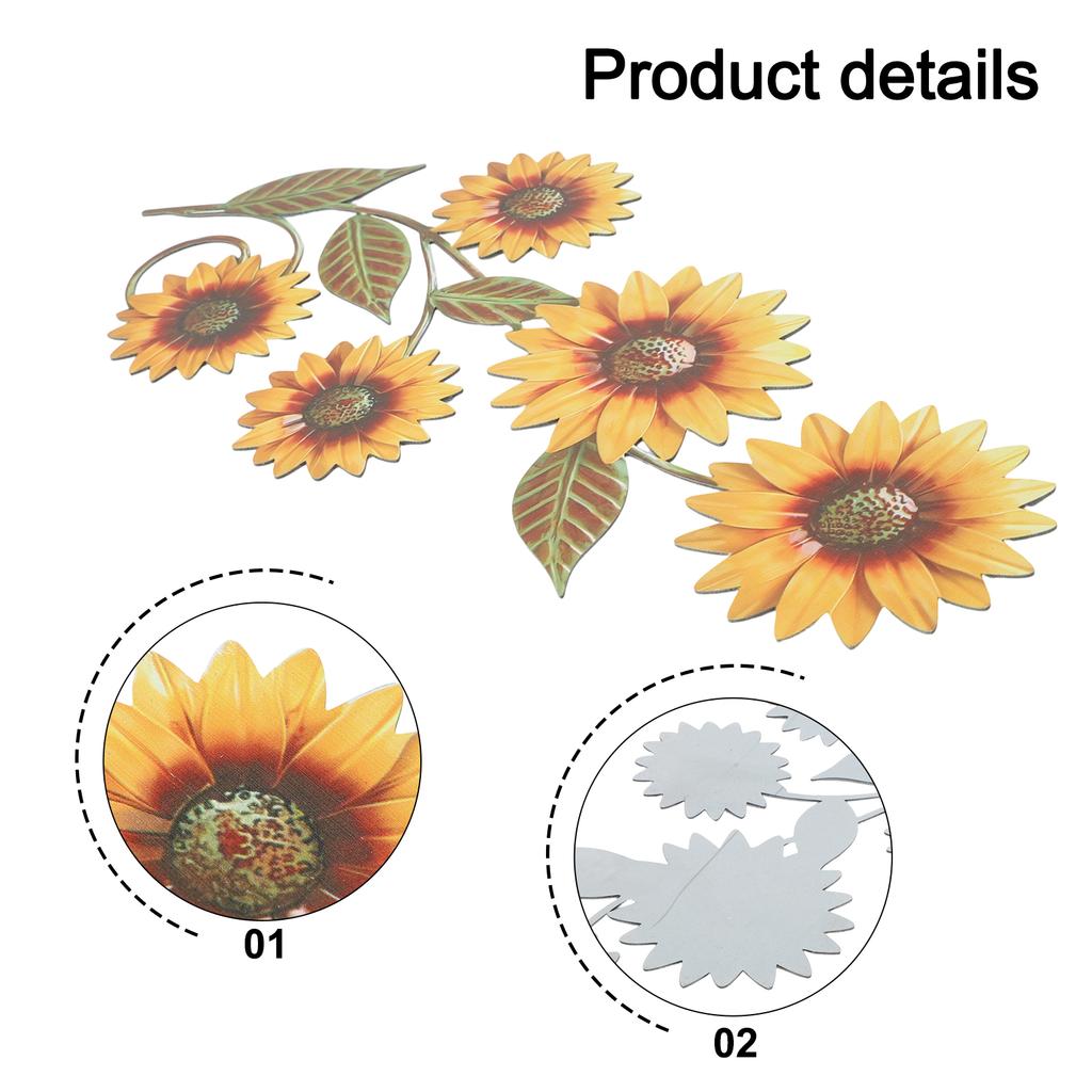 Vintage Sunflower Wall Decor 3D Metal Flower Wall Decoration Outdoor Fence Courtyard Garden Decoration