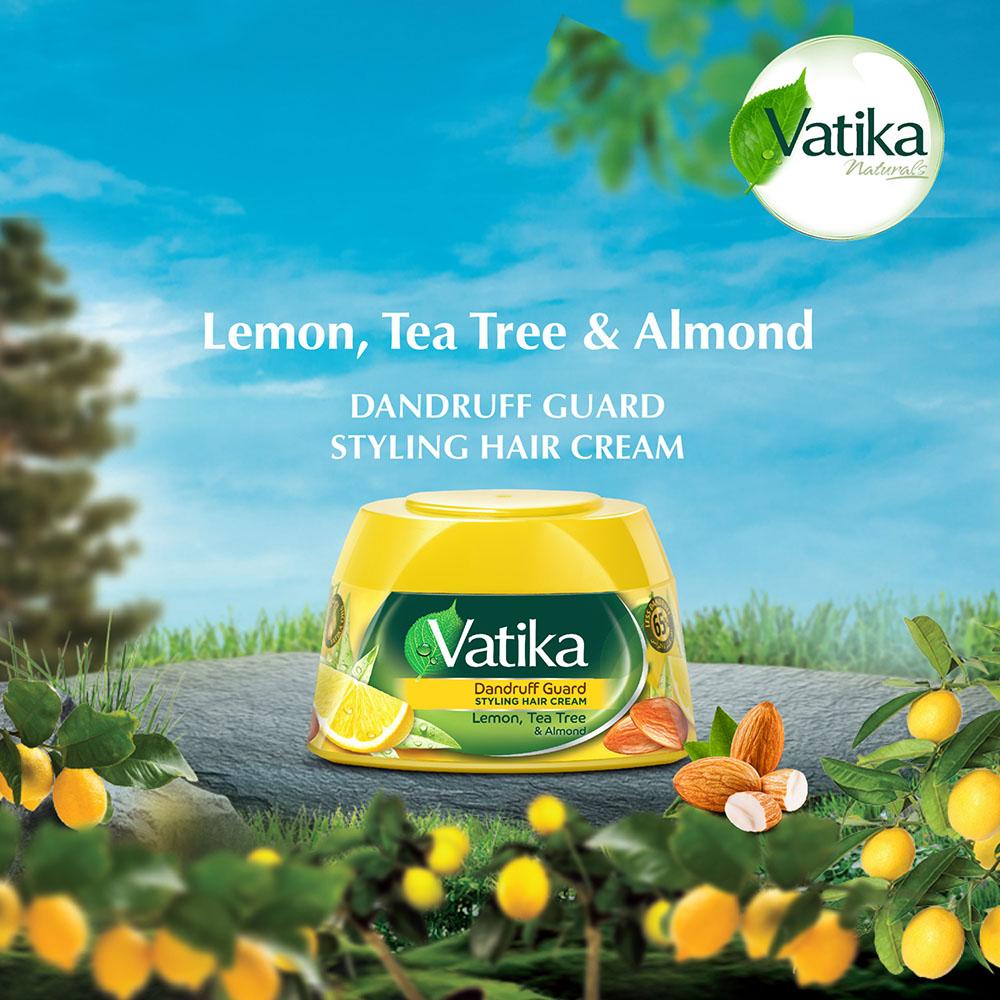 Styling Hair Cream Dandruff Protection with Lemon, Tea Tree, Almond Vatika Dabur 125 Ml