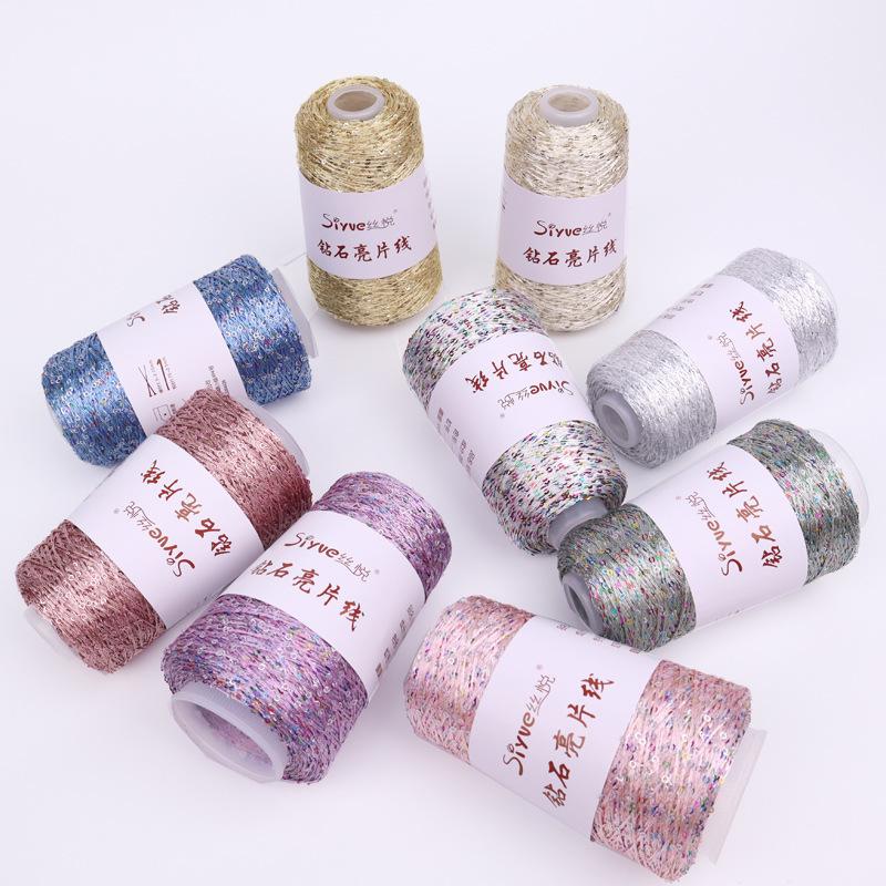 Filato di paillettes Siyue 2mm - Lana tessuta a mano per progetti fai da te (100 grammi)