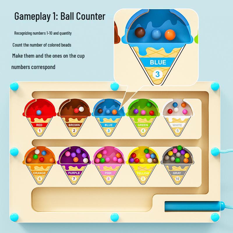 Children's Wooden Marble Maze Game: Magnetic Pen Control for Early Education and Logic Development