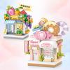 NEW Restaurant Dessert Coffee Pet Fruit Store Street View Food House Building Blocks Kit  Bricks Model Toy