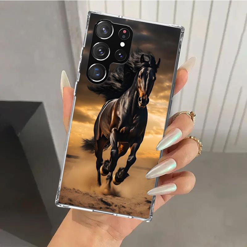 Animal Black Horse Phone Case for Samsung Galaxy S26 S24 S23 Ultra S25 Edge S22 S21 Plus S20 FE + Soft Print Shell Funda Galaxy