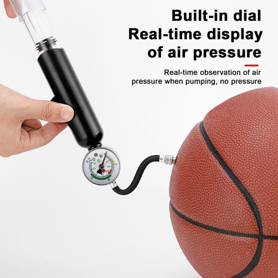 Ballpumpe mit Druckmesser, Dual-Action-Sportballpumpe mit Nadel, Luftaufblas-Handpumpe für Basketball, Fußball
