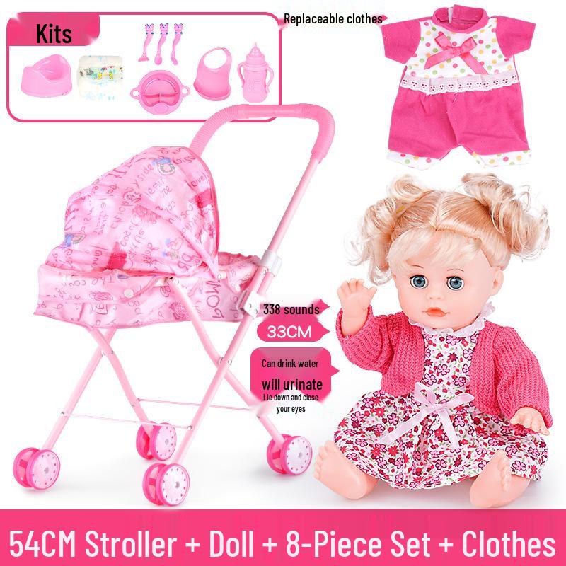 Cross-border Doll & Stroller Set for Girls - Children's Simulation Playhouse Toy