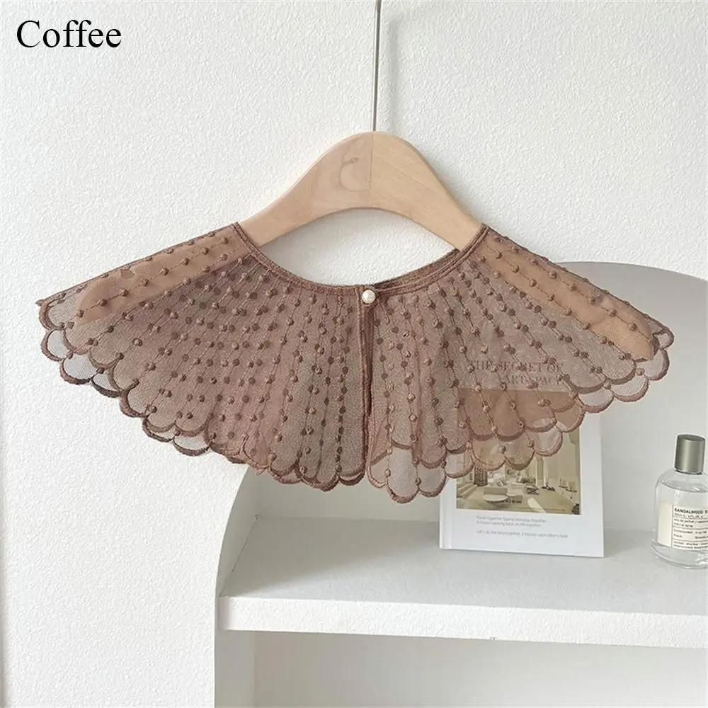 Fake Collar Blouse Detachable Collar For Women Clothes Accessories Fashion Ladies Shirt Collar Pearls Lace Embroidered Shawl