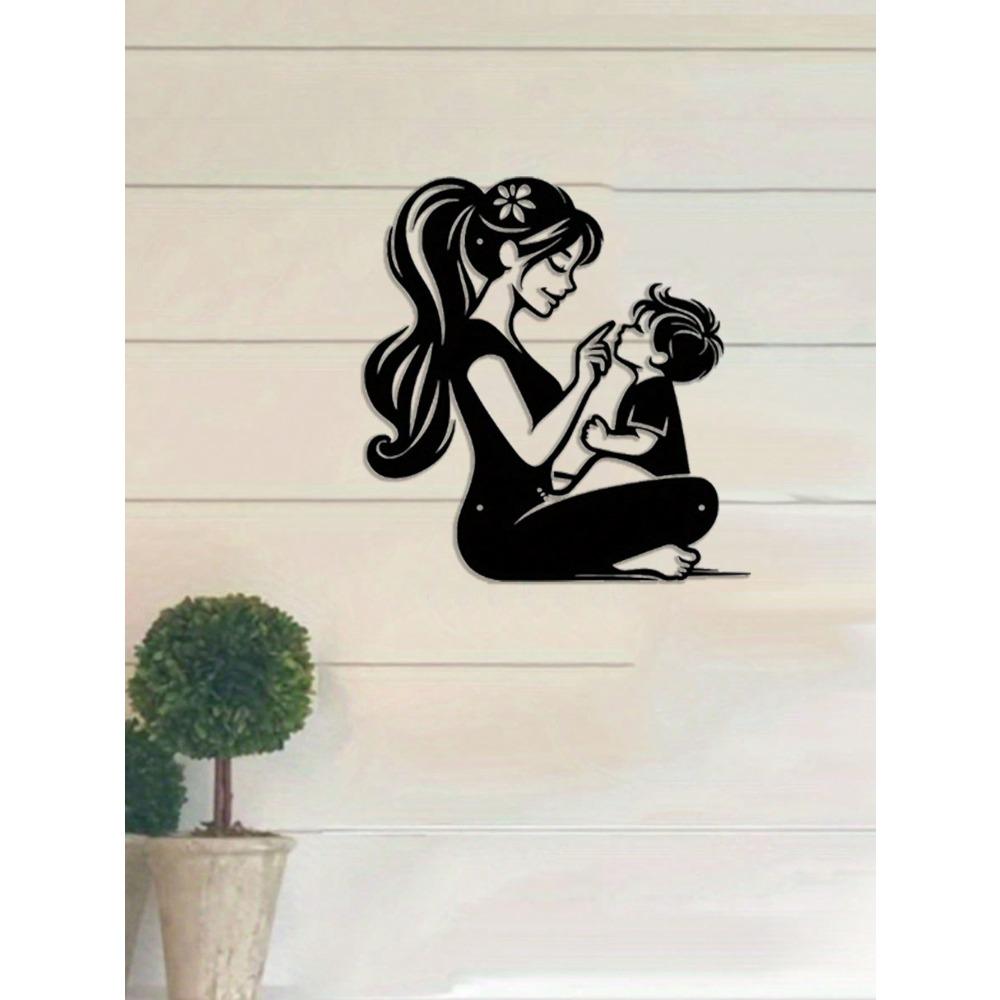 Elegant Mother Child Metal Wall Sculpture Premium Indoor Outdoor Art for Living Room Courtyard Timeless Hanging Home Decor