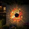 Rust Proof Iron Garden Fixtures Solar Christmas Wall Light, Santa Claus Projection Lamp with Rust-Proof Warm White Holiday Yard Decor Frame,