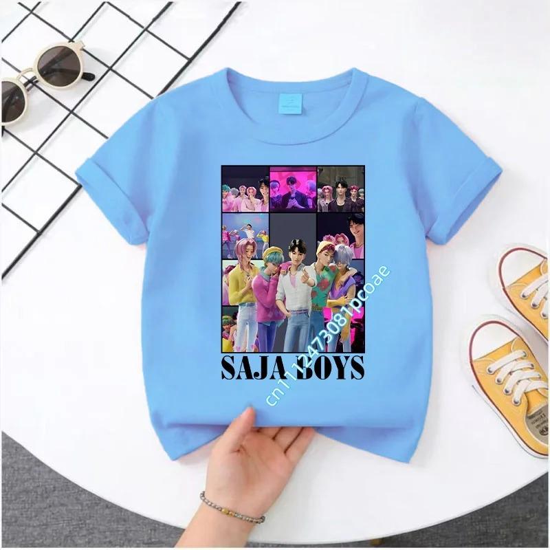 2026 New K-POP Saja Boys Print Short-Sleeved Spring Family Clothing for Boys and Girls Cute Cotton T-shirt for Boys and Girls