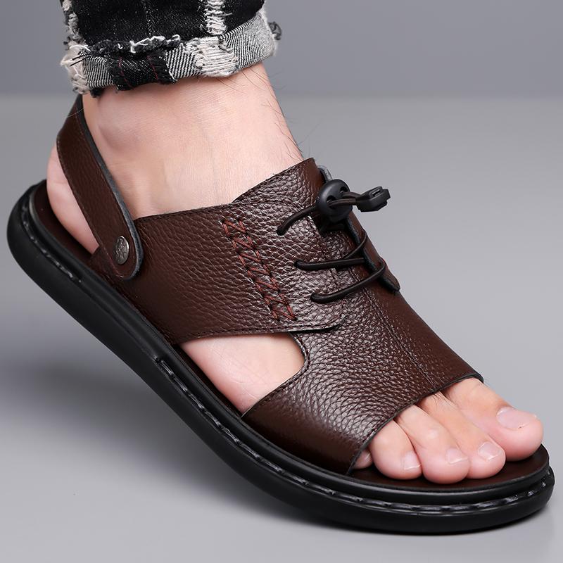Fashion Outdoor Men's Summer New Breathable and Non Slip Beach Shoes Fashion Brand Men's Comfortable Soft Soled Roman Style Sandals