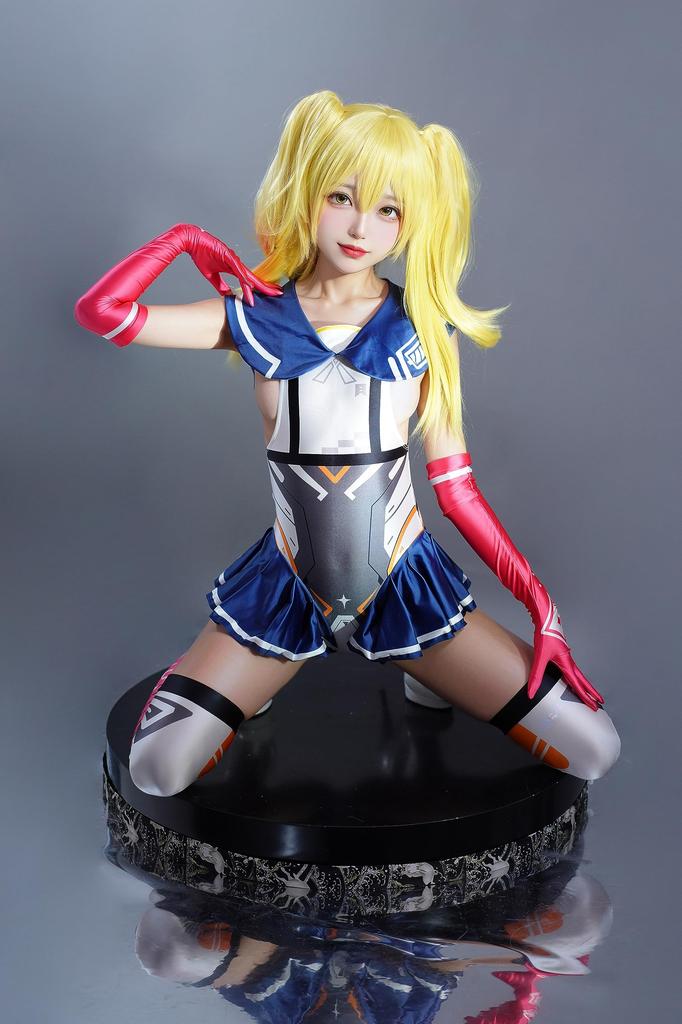 Sailor Uniform Sexy High Leg Swimsuit Shiny Simple Gloves with Knee High RQ Race Queen Cosplay Costume [LOST-G] Women's (M, NAVY)