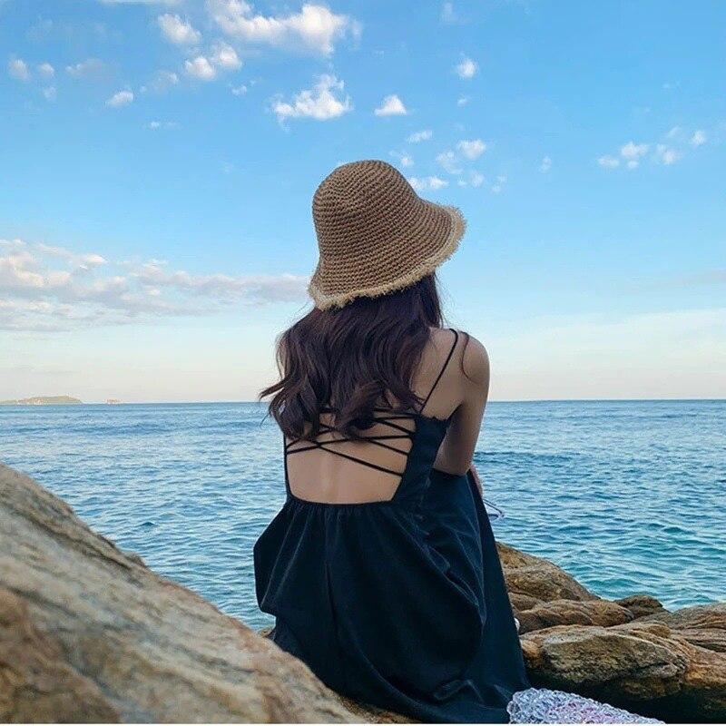 Womens Straw Hats Chinese Straw Hat Panamas UV Protection Sun Visor Beach Hats Women Visors Foldable Female Summer Sun Hat