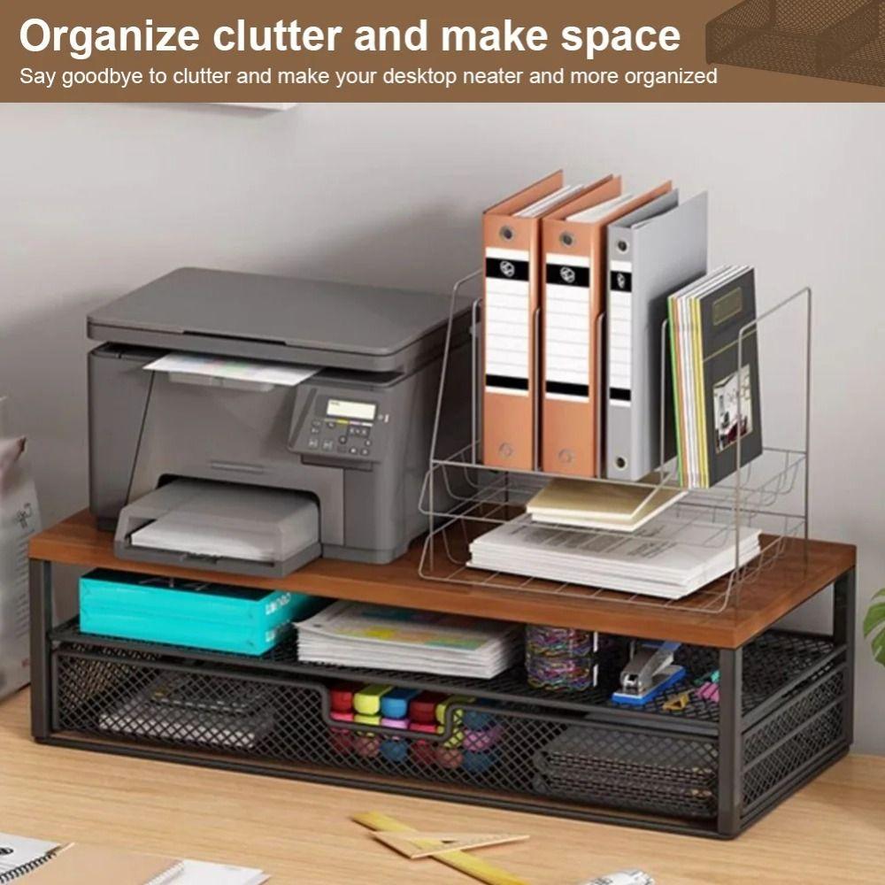 With Drawer Desk Monitor Riser 2-Tier Design Pull Out Storage Drawer Computer Desk Organizer Home