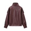 Women's Fall Simple Solid Retro Versatile PU Leather Pilot Jacket