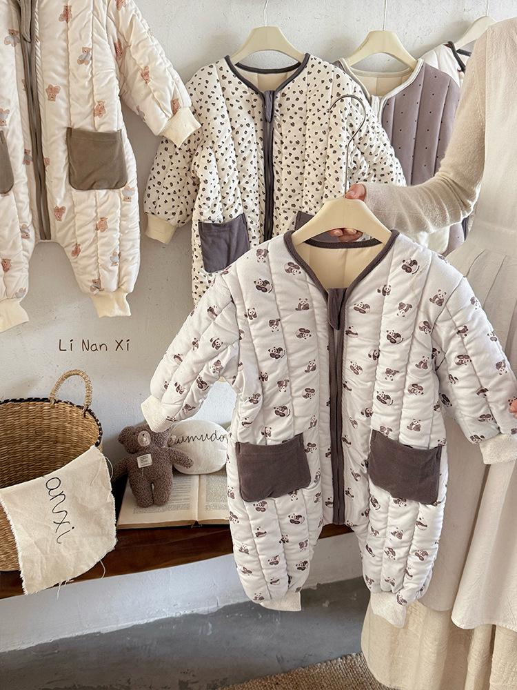 Quilted Cotton Baby Romper for Crawling Toddlers - Thick, Warm, Autumn/Winter Wear