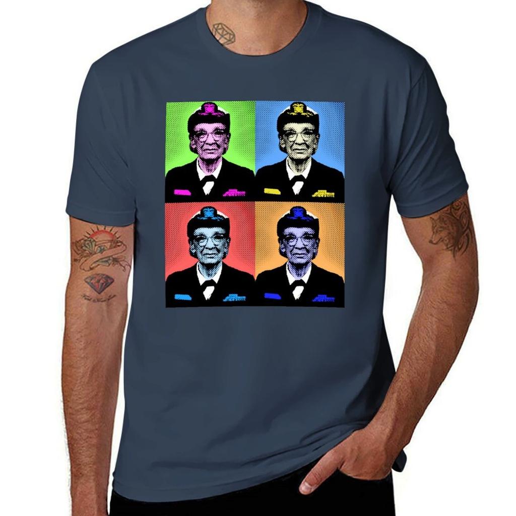Grace Hopper 1960s Nyc Pop Art Design Tshirt Large Size Casual Short Sleeve Top