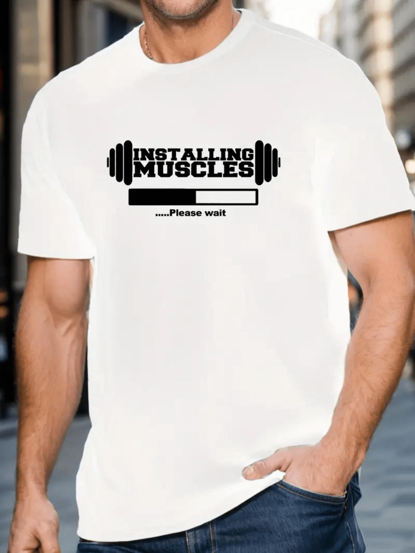 

Installing Muscles Cotton TShirt Cool Gym Style White Mens Fitness Bodybuilding Casual Vintage Workout - Men s Summer Cotton ... S разноцветный
