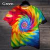 Zabawny T-shirt z nadrukiem 3D w tęczowy wzór tie-dye Street Zawrotny Kolorowy Męski i Damski Casualowy XS-5XL
