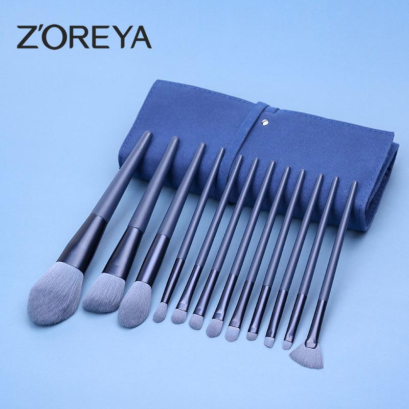 Silver Fox Series Makeup Brush Set, Cangzhou Eyeshadow Brush, Foundation Brush, Blush Brush 12 Wooden Handles, A Complete Set Of Makeup Brushes