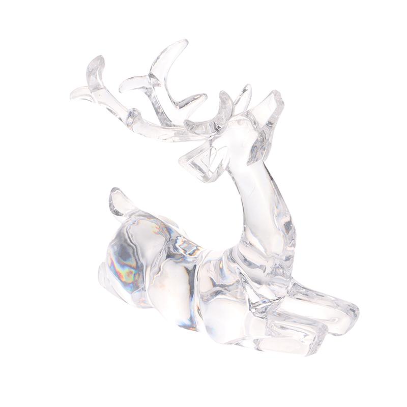 1Pc  Deer Figurines Desktop Ornament Transparent Elk Reindeer Sculpture