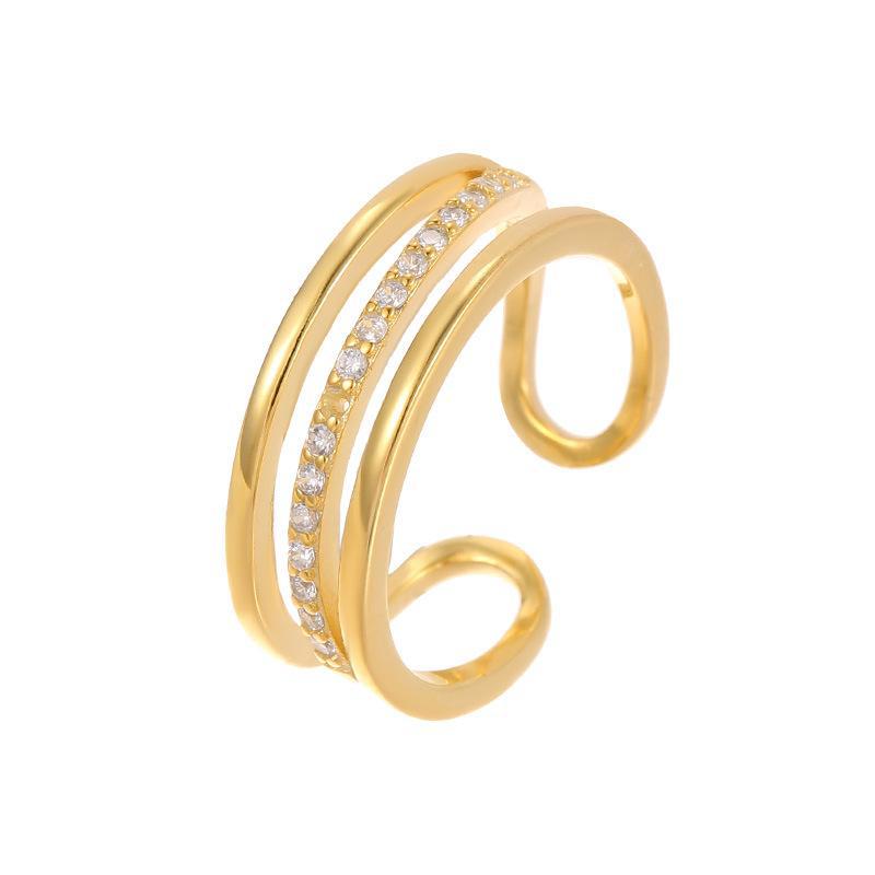 Banyan Tree S925 Silver Adjustable Triple-Layer Diamond Ring for Women