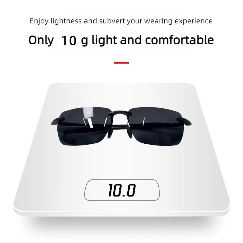 Gafas de Sol Ultraligeras TR90 para Hombre Mujer Sin Marco Conductor Conducción Gafas de Sol Moda Exterior Pesca Senderismo Correr Deportes Gafas