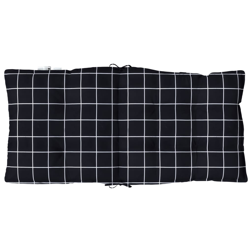 Low Back Chair Cushions 2 Pcs Black Checkered Pattern Oxford Fabric