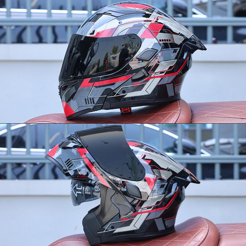 DOT Certified Modular Motorcycle Helmet Double Visor Design Men Women All Season High Strength ABS Comfortable Riding Helmet