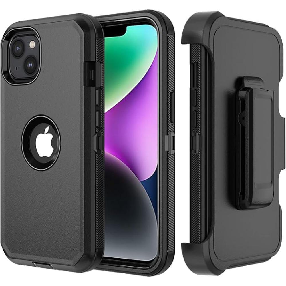 

Heavy Duty Phone Case for iPhone 17 16 Pro Max 15 14 13 12 11 XR X/XS Max Shockproof Armor Protector Case with Belt Clip Holster iPhone 17 Pro Max чёрный