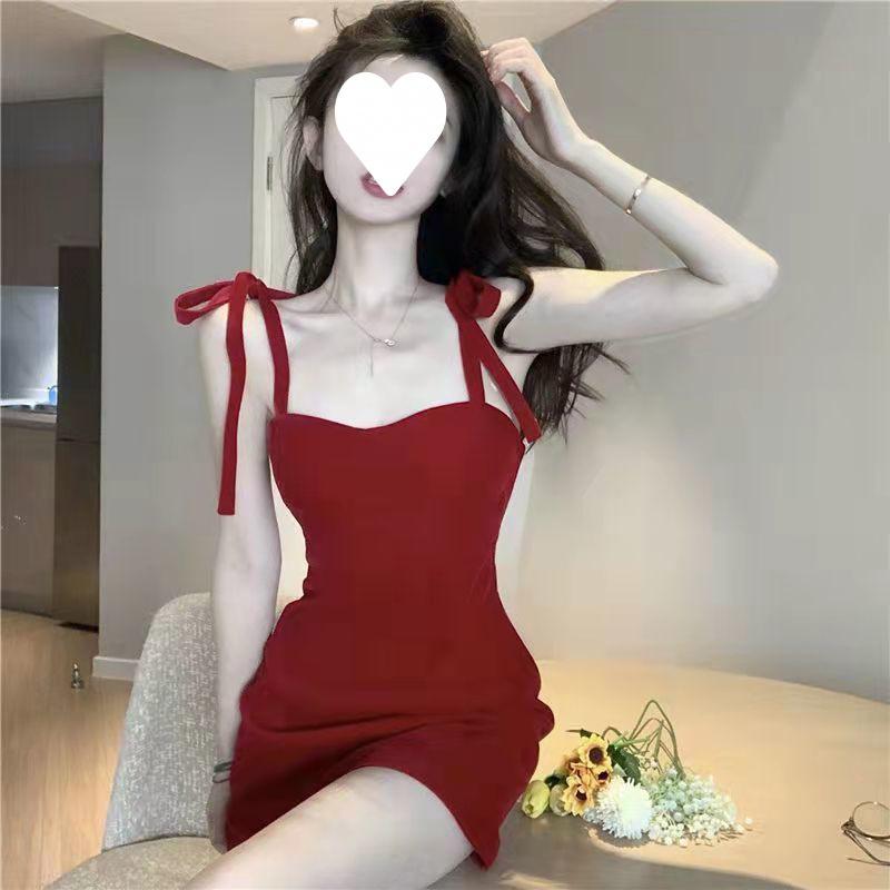Suspender Dress Women's Waist Muse Red Short Skirt Early Autumn New Skirt Skinny A-shaped Skirt