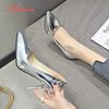 Fashion Aphixta 10cm Heels Women Pumps Shoes Pointed Toe Bling Gold Patent Leather Sexy Wedding Party Official Shoes Woman Big Size 48
