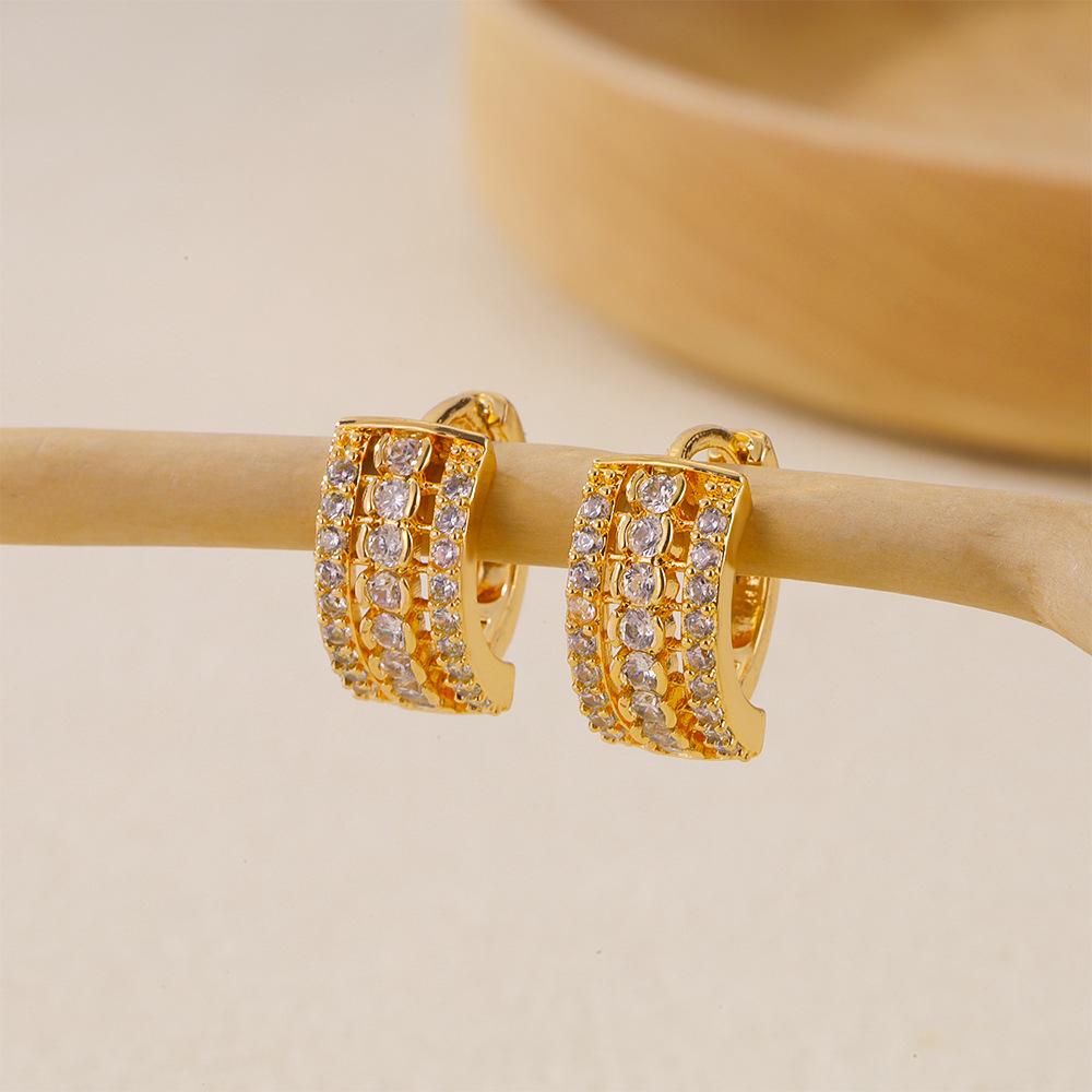 Gold Multi-Style Zircon Hoop Earrings for Women