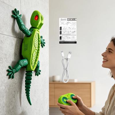 RC Electric Gecko Toy Features Colorful Lights Wall,Rechargeable,Climbing Capability 161 Degree Rotation Creative Gift for Kids