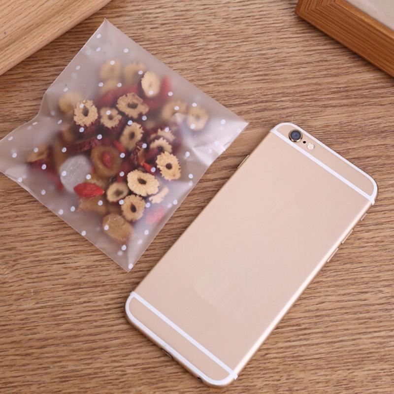 100Pcs Transparent Self Adhesive Cookie Bags Polka Dot Candy Cellophane Treat Bag for Gift Giving Wedding Birthday