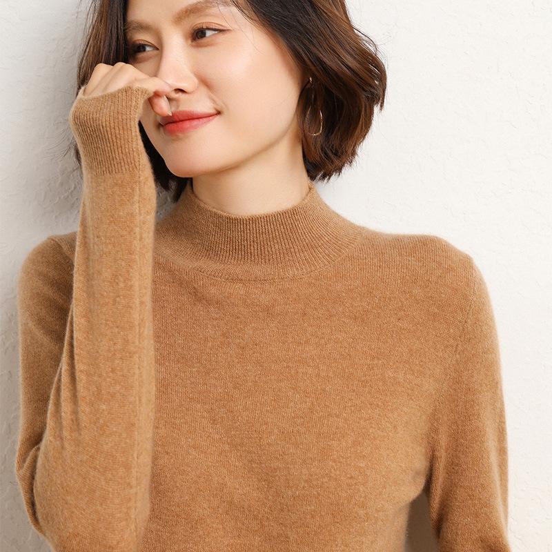 Halbrollkragen Damen Strickpullover für Damen einfarbig Basic warm verdickter Pullover Herbst und Winter neuer Pullover für Damen