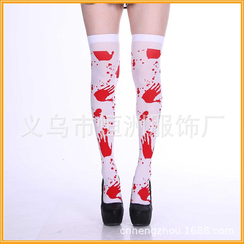 Halloween Haunted House Hospital Nurse Dress Up Socks Ladies Red Cross Knee Cos Ghost Doctor