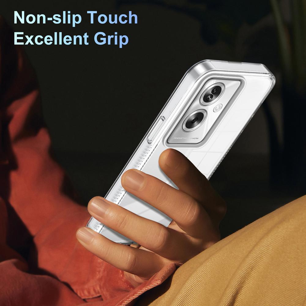 KEYSION Transparent Phone Case for OPPO Reno11 F 5G Soft TPU+PC Anti-slip HD Clear Shockproof Phone Back Cover for OPPO A79 5G